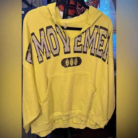 NWT Free People FP Movement Best Of Logo Hoodie - sour citrus combo - Small - Picture 8 of 12